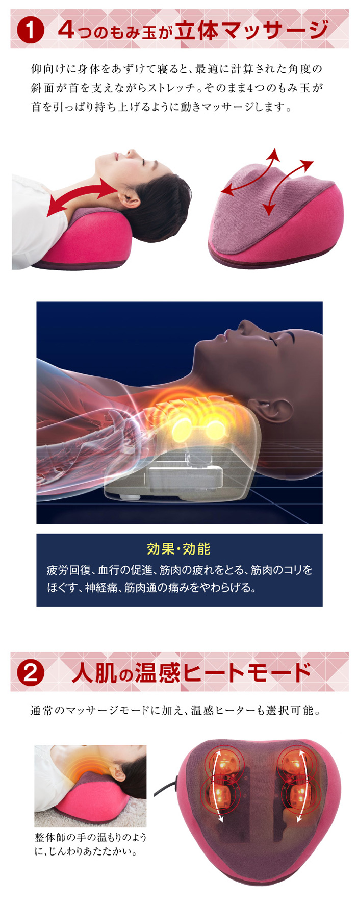 4つのもみ玉が立体マッサージ