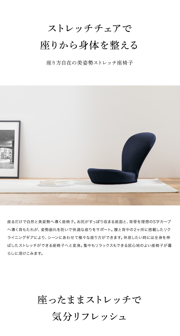 STRETCH CHAIR (ストレッチチェア) ストレッチ座椅子 座面ポケット 骨盤周り サポート 美姿勢 2か所のリクライニング 14×14通り 0070-4116 &MEDICAL アンドメディカル