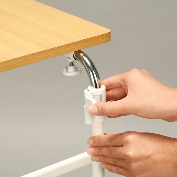 伸縮式ベッドテーブル ハイテーブル 介護 木目 机 テーブル キャスター