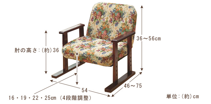 リクライニングお座敷座椅子 SP-010の詳細図