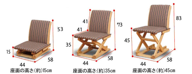 高さが変わる座椅子 NK-2210の詳細図